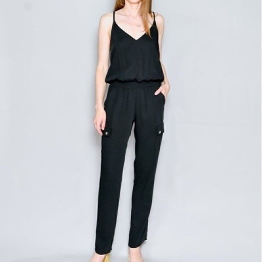 Amanda UPRICHARD Merritt Black Sleeveless Jumpsuit Cargo Pockets Plus Size 3X